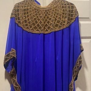 Blue and gold beautiful Dubai kaftan